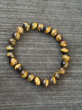 Real TIGER TIGER’S EYE TIGEREYE Bead Bracelet stretch/elastic) Fine Jewelry 6-8”